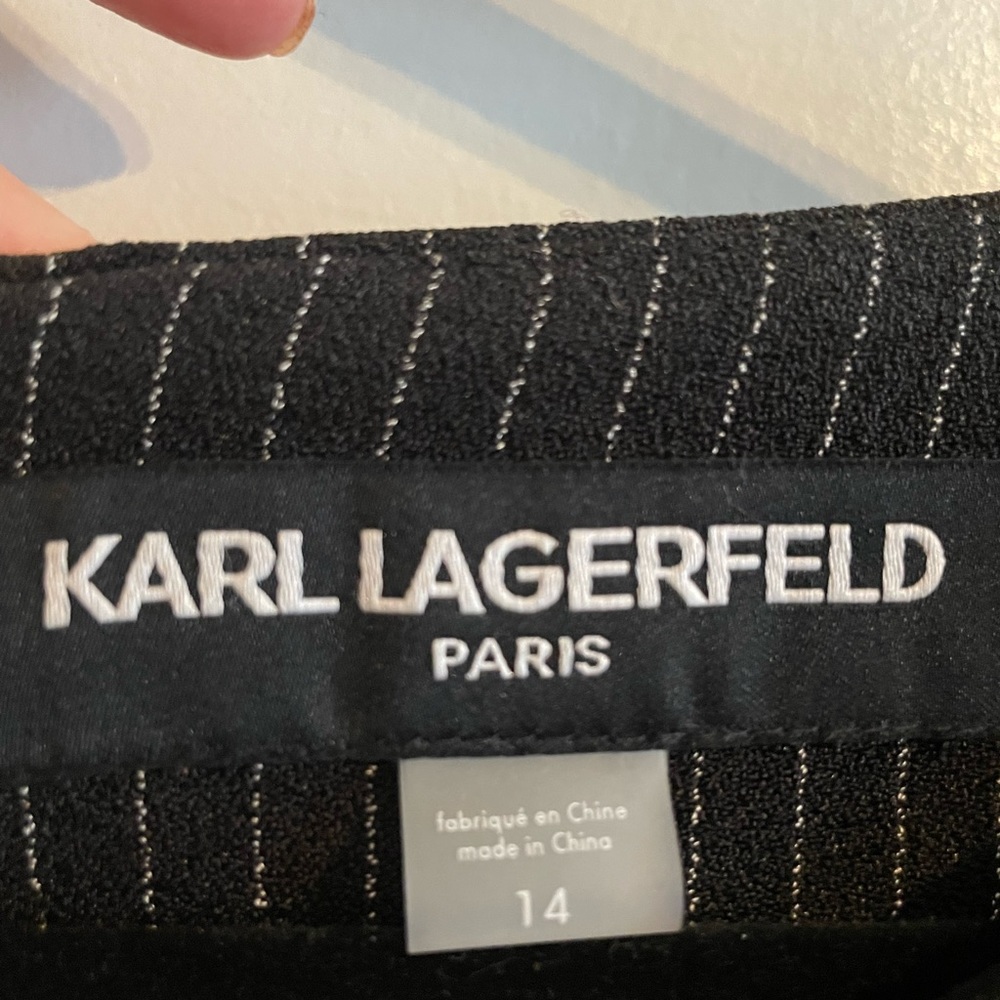 Karl Lagerfeld Navy and White Pinstripe Dress - Picture 7 of 9